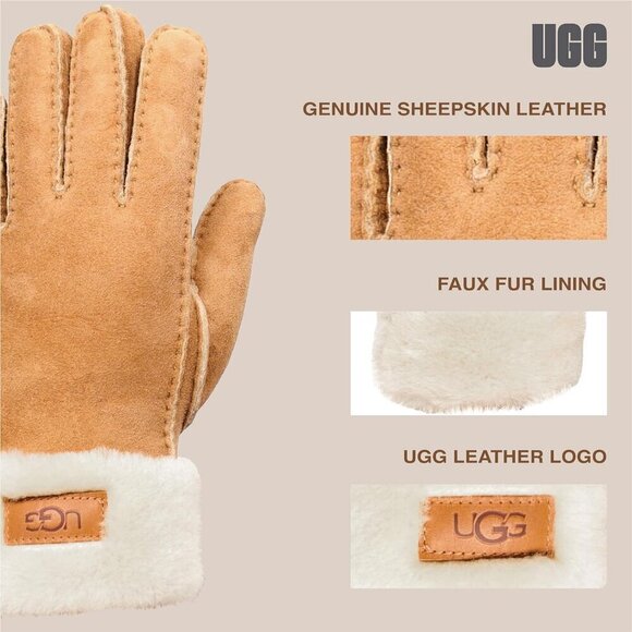 ❤️Women's Turn Cuff Water Resistant Sheepskin Gloves - Picture 4 of 5